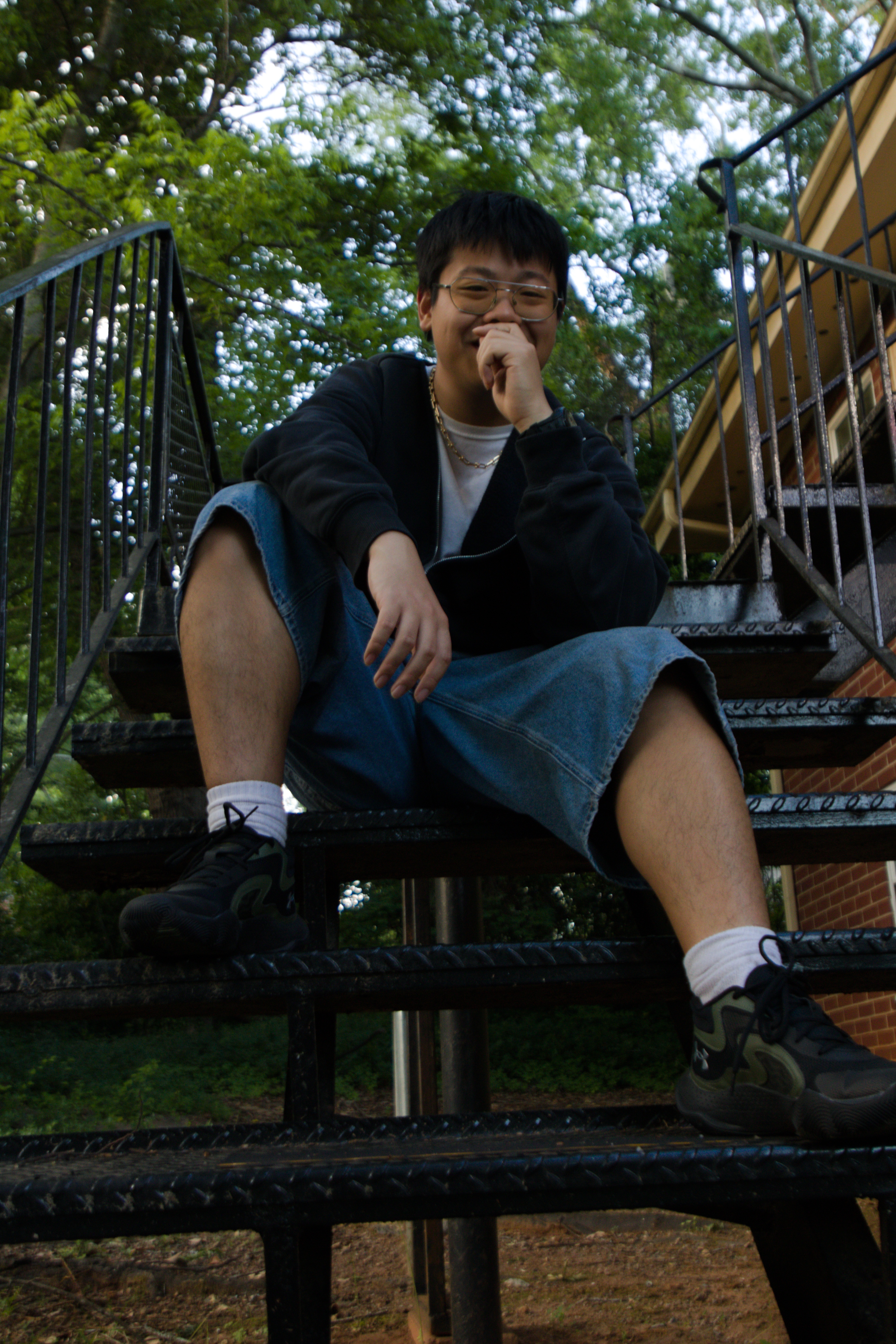 Granger sitting on steps