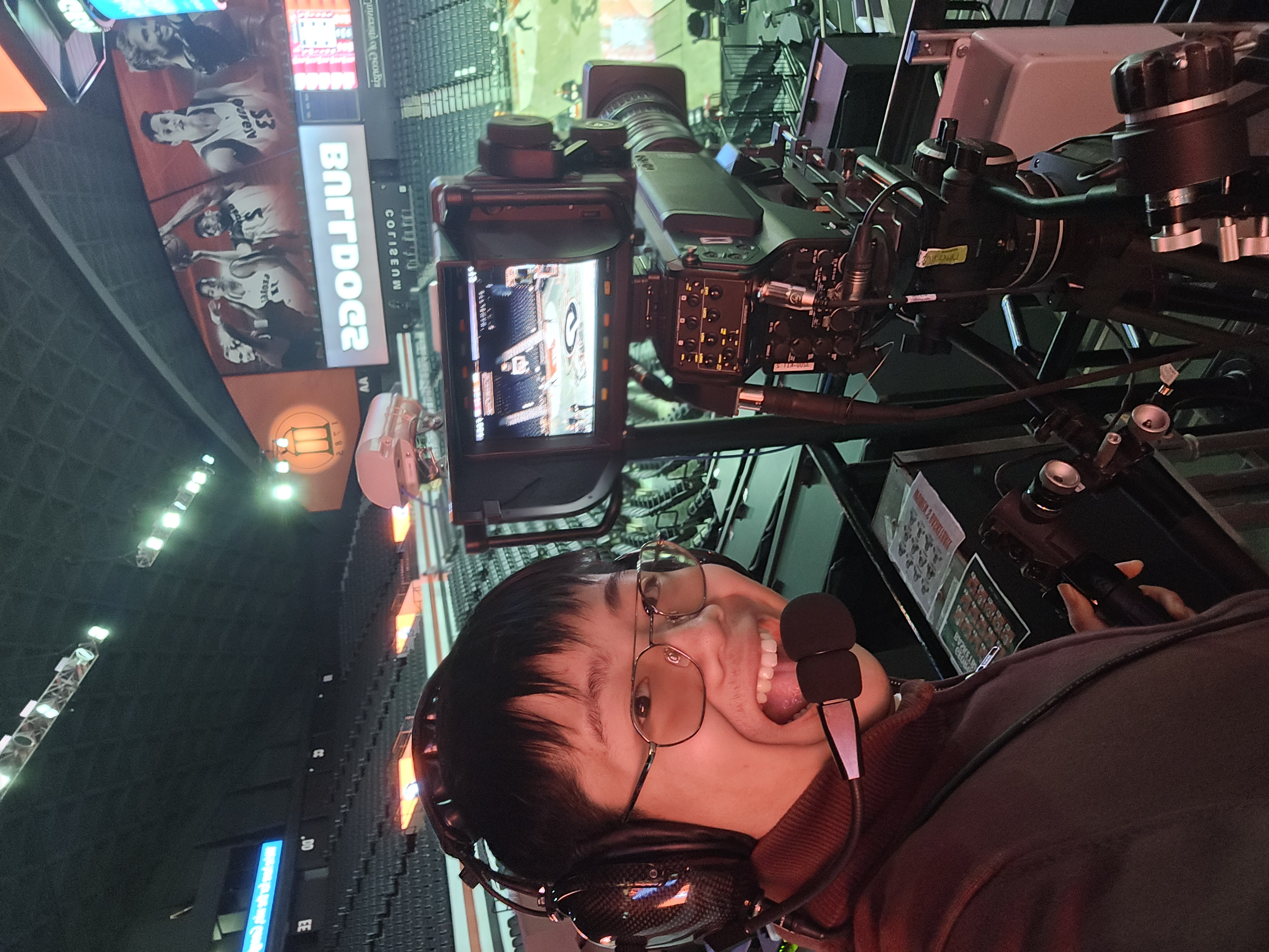 Granger Wang working with a Broadcast camera